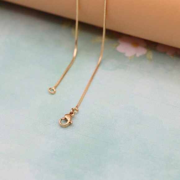 Delicate Rose Gold Snake Chain Necklace,  Elegant Look, XPNL0130 - Picture 7 of 12